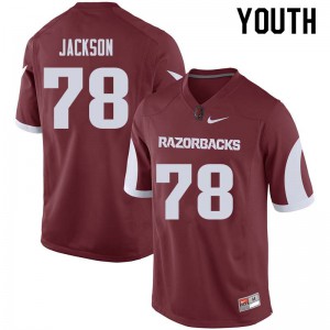 Youth Arkansas Razorbacks Bijhon Jackson #78 Official Cardinal Jerseys 206893-737