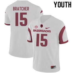 Youth Arkansas Razorbacks Braden Bratcher #15 White Official Jersey 505552-219