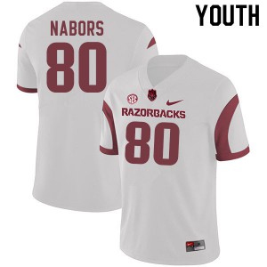 Youth Arkansas Razorbacks Brett Nabors #80 Official White Jersey 854343-442