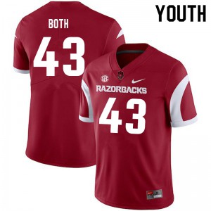 Youth Arkansas Razorbacks Brooks Both #43 Cardinal Official Jerseys 479021-349