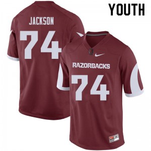 Youth Arkansas Razorbacks Colton Jackson #74 College Cardinal Jerseys 218144-225