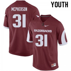 Youth Arkansas Razorbacks Connor McPherson #31 Cardinal Player Jersey 879725-729