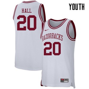 Youth Arkansas Razorbacks Darious Hall #20 White High School Jerseys 240719-586
