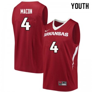 Youth Arkansas Razorbacks Daryl Macon #4 Basketball Cardinal Jerseys 433610-177