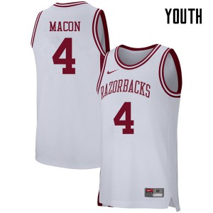 Youth Arkansas Razorbacks Daryl Macon #4 White College Jerseys 954835-937