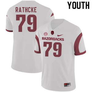 Youth Arkansas Razorbacks Dylan Rathcke #79 White High School Jersey 716719-366