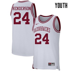Youth Arkansas Razorbacks Ethan Henderson #24 White University Jerseys 875800-270