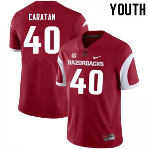 Youth Arkansas Razorbacks George Caratan #40 Cardinal Official Jerseys 774873-720