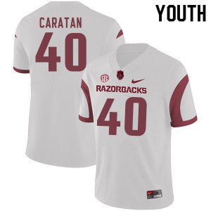 Youth Arkansas Razorbacks George Caratan #40 White Stitched Jerseys 232500-403
