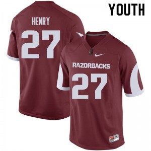 Youth Arkansas Razorbacks Hayden Henry #27 Cardinal Football Jerseys 108752-439