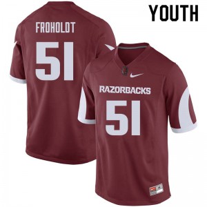 Youth Arkansas Razorbacks Hjalte Froholdt #51 Cardinal Football Jerseys 121313-440