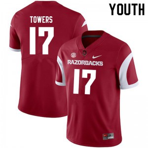 Youth Arkansas Razorbacks J.T. Towers #17 NCAA Cardinal Jerseys 906643-428