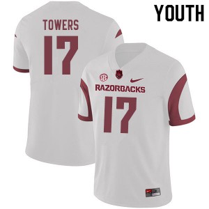 Youth Arkansas Razorbacks J.T. Towers #17 Football White Jersey 450820-837