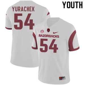 Youth Arkansas Razorbacks Jake Yurachek #54 White Embroidery Jersey 663088-358