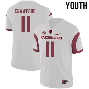 Youth Arkansas Razorbacks Jaqualyn Crawford #11 White University Jerseys 871770-557