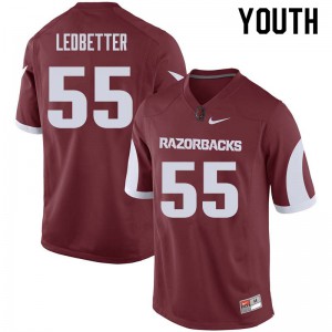 Youth Arkansas Razorbacks Jeremiah Ledbetter #55 Player Cardinal Jersey 466412-358