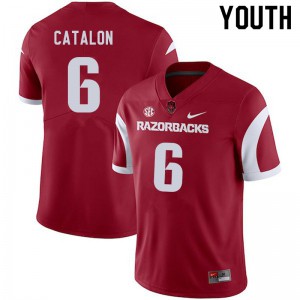 Youth Arkansas Razorbacks Kendall Catalon #6 Cardinal NCAA Jersey 646822-849