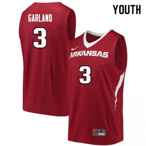 Youth Arkansas Razorbacks Khalil Garland #3 Cardinal Official Jerseys 404158-583