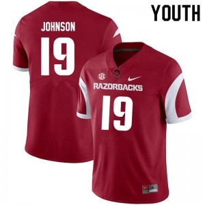 Youth Arkansas Razorbacks Khari Johnson #19 Cardinal Stitched Jersey 815433-726