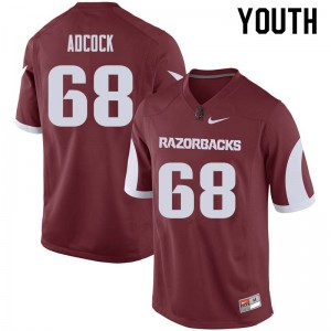 Youth Arkansas Razorbacks Kirby Adcock #68 Cardinal Official Jersey 300374-771