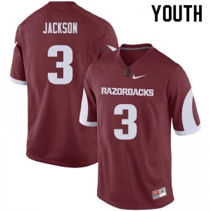Youth Arkansas Razorbacks Koilan Jackson #3 Cardinal Embroidery Jersey 450077-274