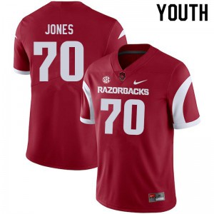 Youth Arkansas Razorbacks Luke Jones #70 Cardinal University Jersey 690061-248