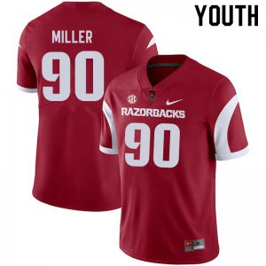 Youth Arkansas Razorbacks Marcus Miller #90 Cardinal Stitch Jerseys 762461-803