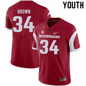 Youth Arkansas Razorbacks Martaveous Brown #34 Football Cardinal Jerseys 366056-145