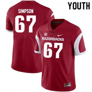 Youth Arkansas Razorbacks Payton Simpson #67 Stitch Cardinal Jersey 846229-177