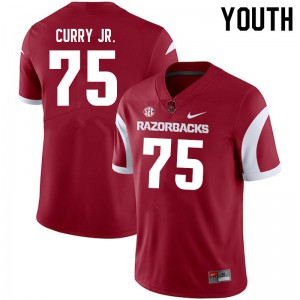 Youth Arkansas Razorbacks Ray Curry Jr. #75 University Cardinal Jerseys 968427-116