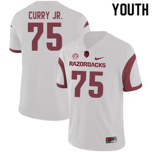 Youth Arkansas Razorbacks Ray Curry Jr. #75 White Player Jerseys 145932-360