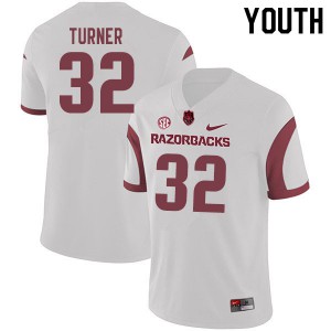 Youth Arkansas Razorbacks Reid Turner #32 White Football Jerseys 758253-119