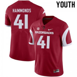 Youth Arkansas Razorbacks T.J. Hammonds #41 Cardinal College Jersey 549170-919