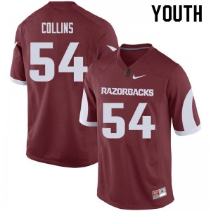 Youth Arkansas Razorbacks Terrell Collins #54 Cardinal NCAA Jerseys 291823-180