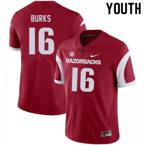 Youth Arkansas Razorbacks Treylon Burks #16 University Cardinal Jersey 888944-915