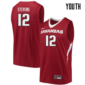 Youth Arkansas Razorbacks Ty Stevens #12 Cardinal Stitch Jerseys 775401-233