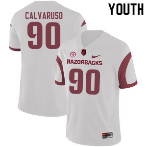 Youth Arkansas Razorbacks Vito Calvaruso #90 White Stitch Jersey 591547-301