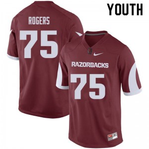Youth Arkansas Razorbacks Zach Rogers #75 Football Cardinal Jersey 430255-500