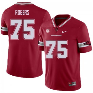 Mens Arkansas Razorbacks Zach Rogers #75 Football Alternate Cardinal Jerseys 937877-914